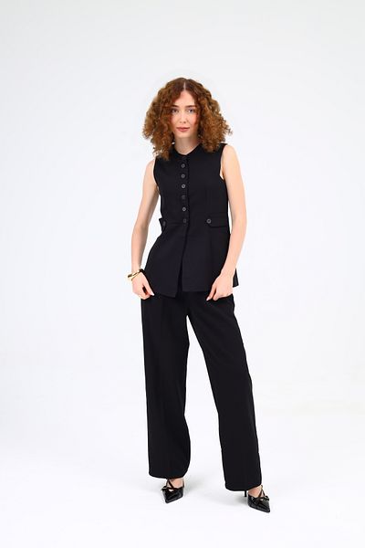 Dilek Aydın Atelier Black Vest and Trousers Set