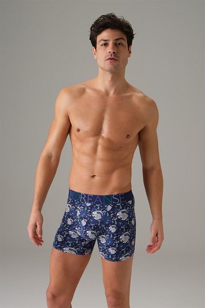 Doreanse Ανδρικό μπλε χριστουγεννιάτικο θέμα Rabbit printed Boxer 1732