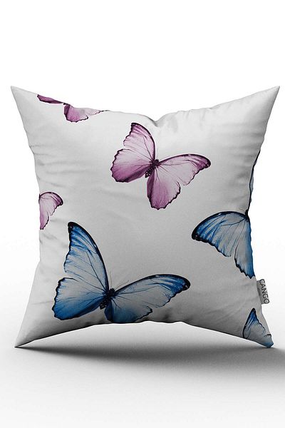 Cango Home Husă de pernă cu design special Fluture Roz Albastru - Otyk571