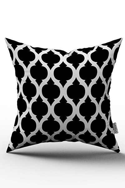 Cango Home Husă de pernă cu două fețe alb-negru, cu model geometric modern, i...