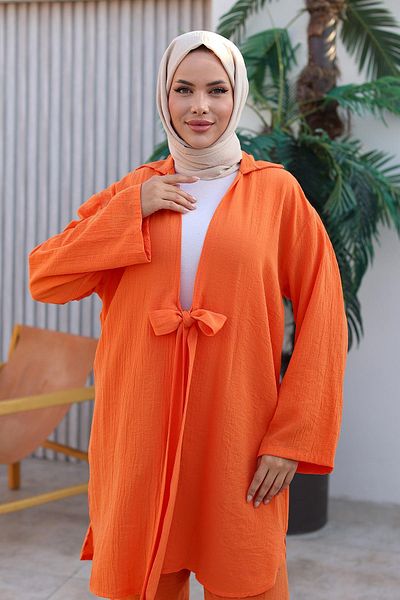 MİSSKAYLE Orange Kimono Set - Tie Detailed 1225