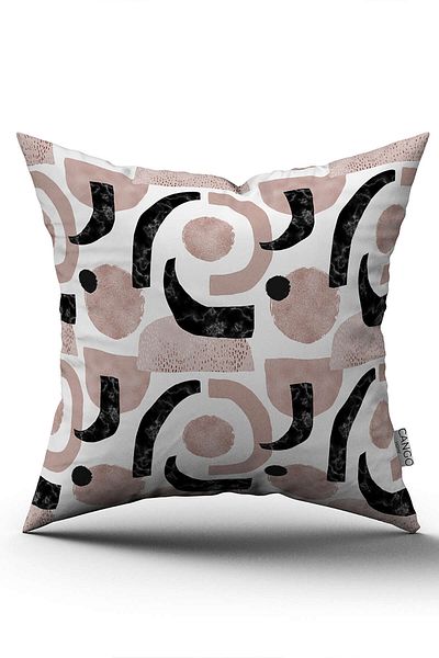 Cango Home Față de pernă cu imprimare digitală cu model modern abstract, alb, roz - Cgh492