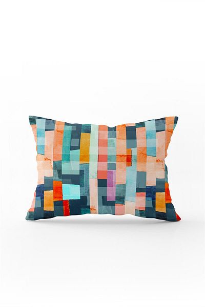 Cango Home Double Sided 35x50 Turquoise Orange Abstract Decorative Throw Pillow Pillow Case - Cgh158-3550