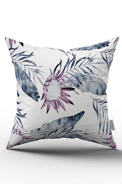 Cango Home Față de pernă cu model tropical alb violet - Cgh345