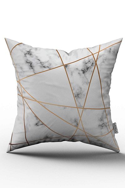 Cango Home Husă de pernă cu model de marmură decorativă modernă, alb, gri, imprimată digitală - Otyk622