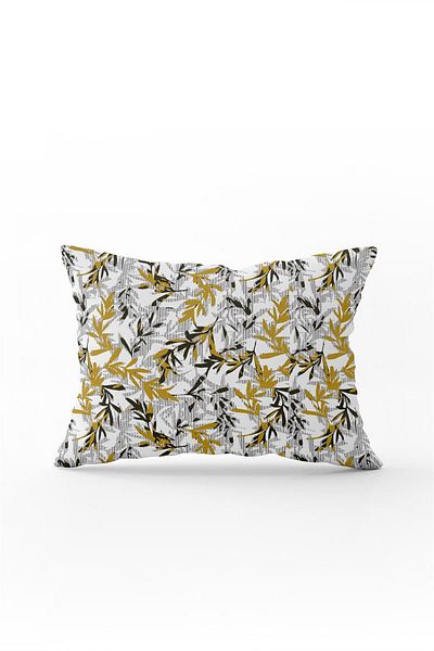 Cango Home Yellow Black Tropical Leaf Pattern Digital Printing Throw Pillow Pillow Case - Cgh500-3550 Double Sided Bass