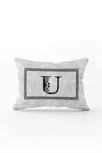 Cango Home Gray Black Letter Double Sided Digital Printed Throw Pillow Cover Letter U