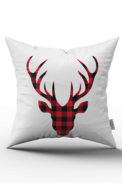 Cango Home Față de pernă cu temă de Crăciun, roșu și alb, imprimată digitală ...