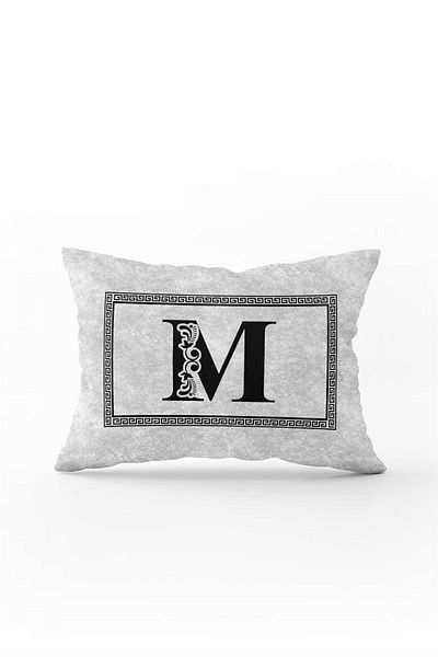 Cango Home Gray Black Letter Double Sided Digital Printed Throw Pillow Cover Letter M