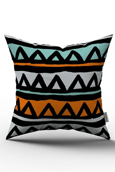 Cango Home Față de pernă Turcoaz Portocaliu Geometric Abstract - Cgh243