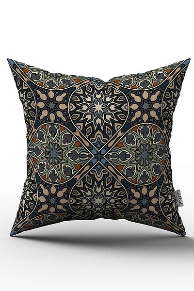 Cango Home Husă de pernă cu model retro vintage multicolor albastru bleumarin - Otyk284