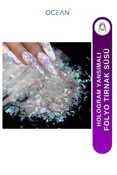 Ocean Tırnak Folyo Hologram Yansımalı Tırnak Süsü Nail Art Kırık Folyo