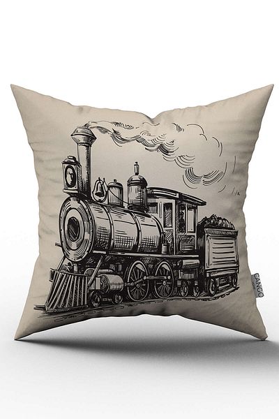 Cango Home Husă de pernă cu două fețe, albă, neagră, cu trenă vintage, imprimată digitală - Otyk757-ct