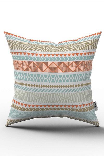 Cango Home Husă de pernă Nordic Ethnic Portocaliu Albastru - Cgh488