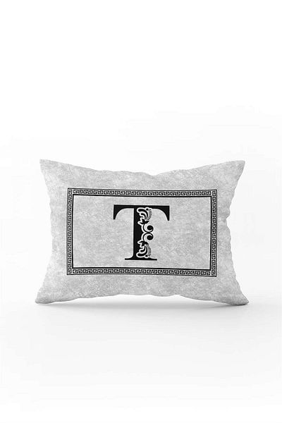 Cango Home Gray Black Letter Double Sided Digital Printed Throw Pillow Cover Letter T