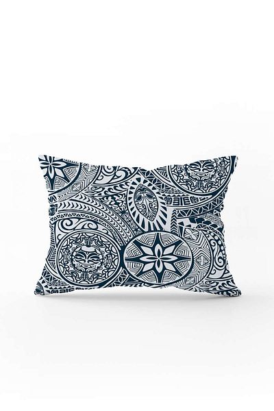 Cango Home Față de pernă cu două fețe, 35x50, albastru, alb, cu model vintage, imprimată digitală - Otyk351-3550
