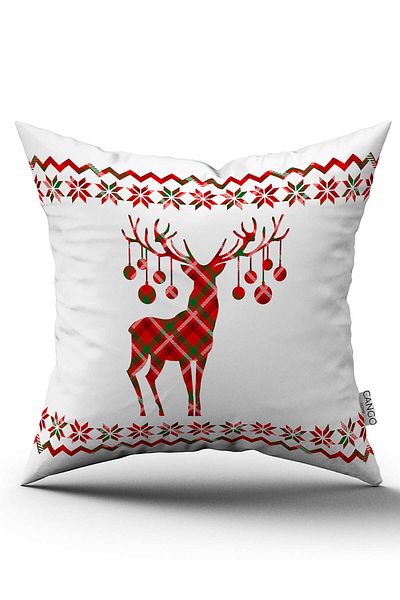 Cango Home Red Green Christmas Themed Digital Printed Throw Pillow Cover Cgh881