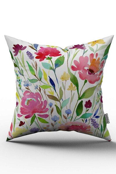 Cango Home Double Sided White Multicolor Flower Patterned Digital Printed Throw Pillow Cover - Yst05-ct