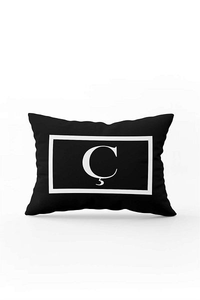 Cango Home Black and White Letter Double Sided Digital Printed Throw Pillow Cover Letter C