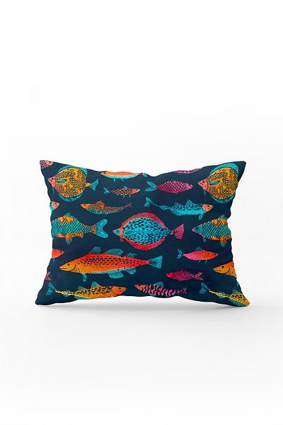 Cango Home Double Sided 35x50 Orange Dark Blue Fish Figured Throw Pillow Pillow Case - Cgh236-3550