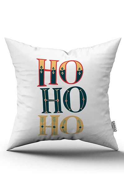 Cango Home Husă de pernă albă, multicoloră, cu temă de Crăciun, imprimată digitală Cgh889
