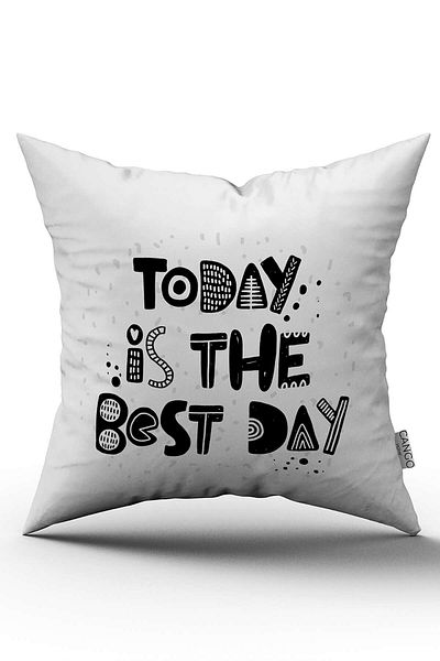 Cango Home White Black Today Is the Best Day Written Digital Printing Throw Pillow Pillow Case - Cgh412
