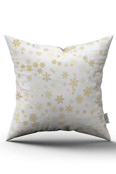Cango Home Yellow White Christmas Themed Digital Printed Throw Pillow Cover Cgh789