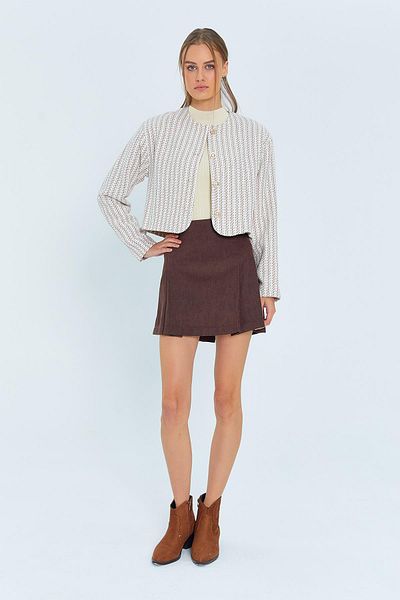 Mixray 3622 Model Natural Color Jachetă de damă din tweed
