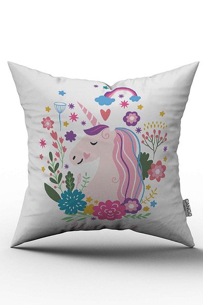 Cango Home Husă de pernă pentru copii cu model unicorn roz imprimată digital - Otyk505