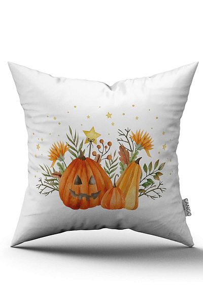 Cango Home Orange Halloween Pumpkin Patterned Digital Printed Throw Pillow Cover Cgh758