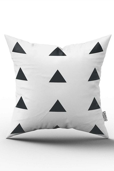 Cango Home Husă de pernă cu două fețe, albă, neagră, geometrică, imprimată digitală - - Cgh314-ct