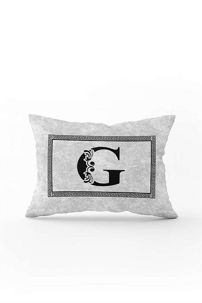 Cango Home Gray Black Letter Double Sided Digital Printed Throw Pillow Cover Letter G