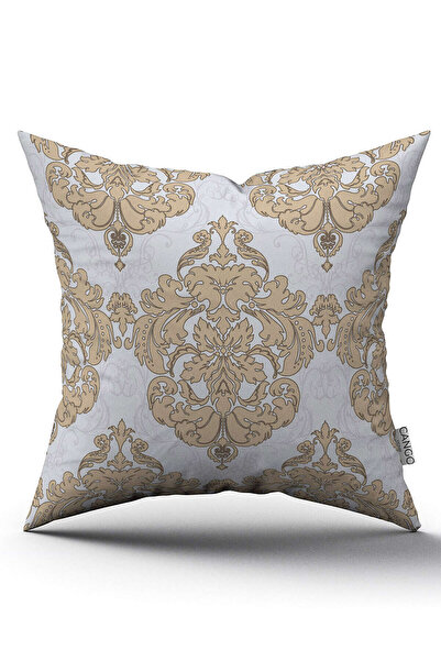 Cango Home Husă de pernă cu două fețe, maro, gri, cu model damasc, imprimată ...