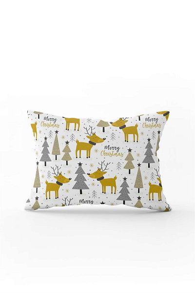 Cango Home Yellow Gray Christmas Themed Digital Printed Throw Pillow Cover Cgh843-3550 Double Sided Printed