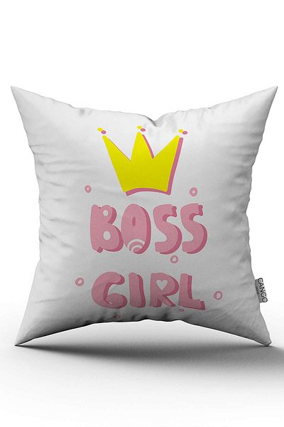 Cango Home Boss Girl White Pink Digital Printed Throw Μαξιλάρι - Cgh445-ct