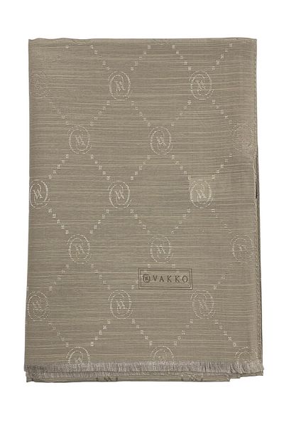 Vakko Şal din mătase din bumbac - Monogramă - Piatră închisă