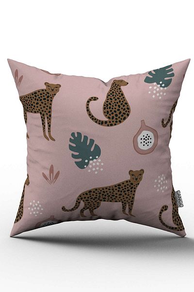Cango Home Față de pernă cu două fețe, roz maro, tigru tropical - Cgh249-ct