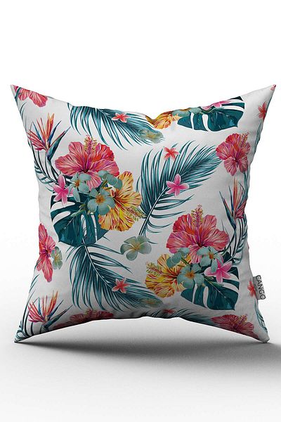 Cango Home Ροζ Πράσινη Τροπική Floral Μοτίβο Ψηφιακή Εκτυπωμένη Μαξιλαροθήκη - Yst06