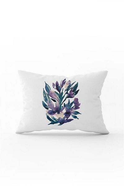 Cango Home Față de pernă cu două fețe, 35x50, alb, violet, abstract, floral, pentru pernă - Cgh235-3550