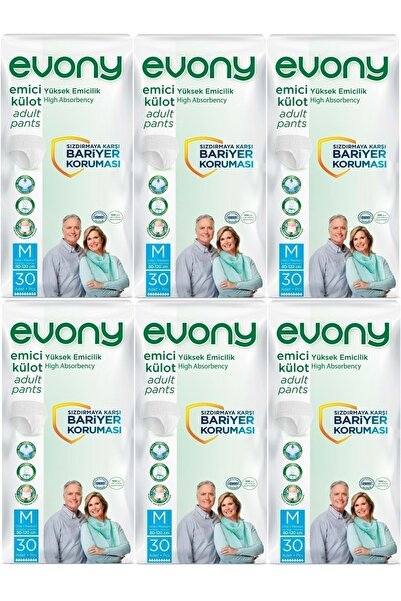 Evony Hasta Bezi Yetişkin Emici Külot M-orta Boy 180 Adet (6pk*30)