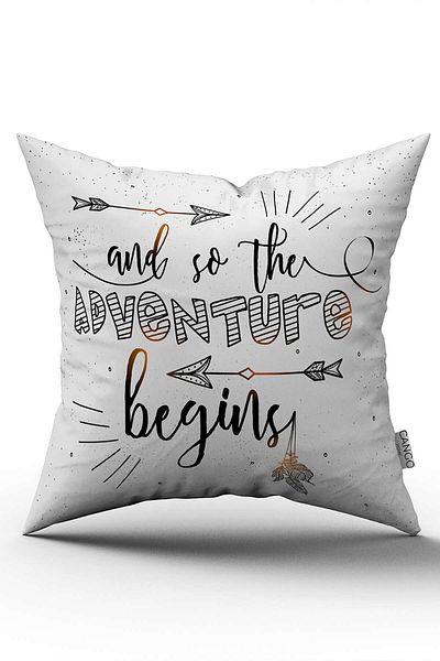 Cango Home One Side Printed and so the Adventure Begins Written Digital Printing Throw Pillow Pillow Case - Cgh435