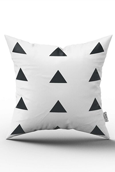 Cango Home Біло-чорний геометричний цифровий принт на чохлі для подушки - - C...