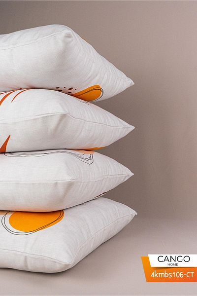 Cango Home Double Sided Orange Bohemian Modern Patterned 4-Piece Digital Printed Throw Pillow Pillow Case Set 4kmbs106-c