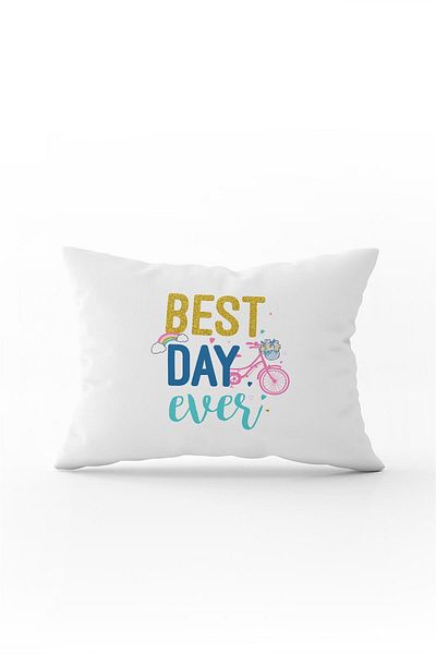 Cango Home Alb Albastru Best Day Ever Imprimare digitală Husă de pernă pentru pernă - Cgh456-3550 Imprimată pe două fețe