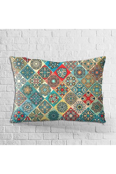 Cango Home Față de pernă cu două fețe, 35x50, verde, multicoloră, retro, cu model vintage, imprimată digitală - Otyk017-3