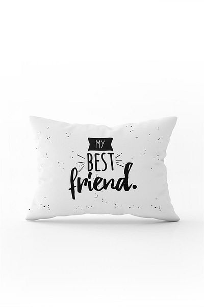 Cango Home Alb Negru My Best Friend Written Digital Printing Husă de pernă pentru pernă - Cgh410-3550 Imprimare față-verso