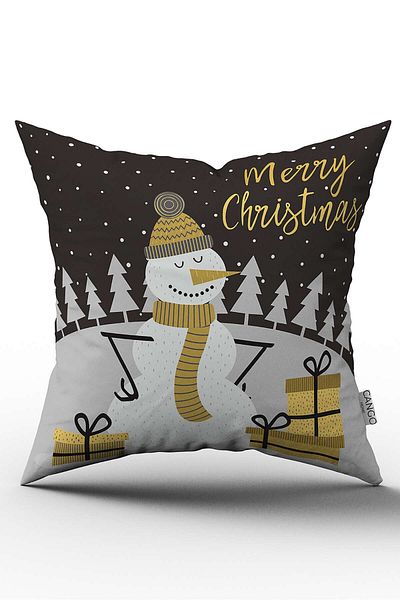 Cango Home Yellow Gray Christmas Themed Digital Printed Throw Pillow Cover Cgh840