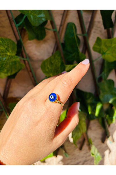 Luna Nazar Boncuklu Minimal Gümüş Yüzük