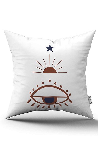 Cango Home Κάλυμμα μαξιλαριού με ριχτάρι σε καφέ Navy Blue Ethnic Bohemian μοτίβο Cgh788