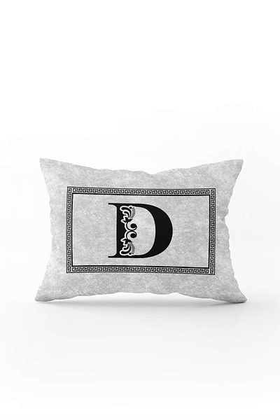 Cango Home Gray Black Letter Double Sided Digital Printed Throw Pillow Cover Letter D